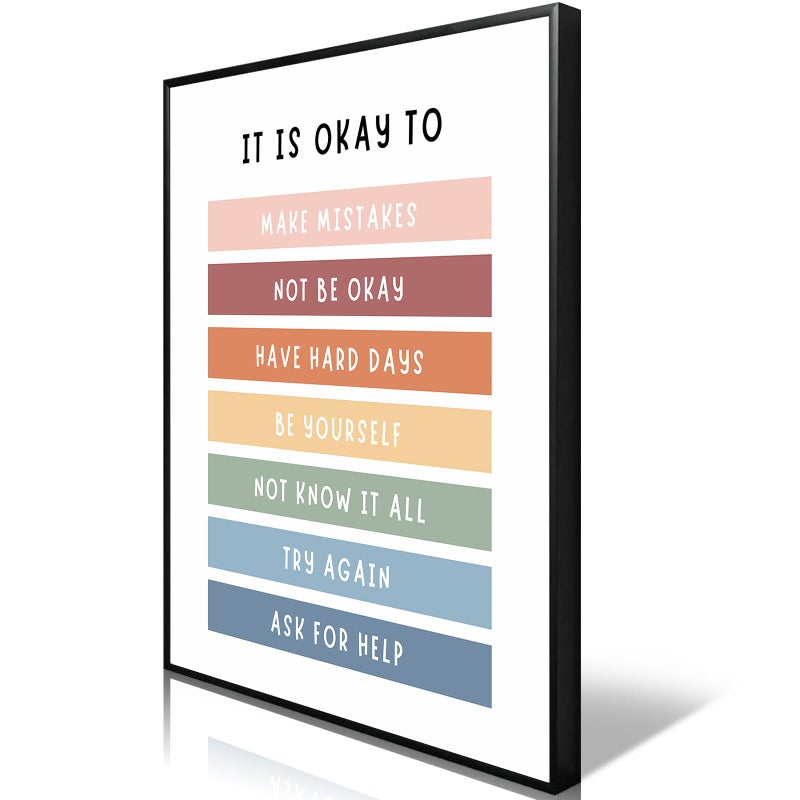 uoyien Growth Mindset Mental Health Posters Classroom Office Therapy Wall Decor Positive Affirmations Quotes Canvas Wall Art Kids Educational Prints For Calming Corner Decorations Unframed 12x16in - Image 1