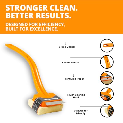 Grill Rescue BBQ Replaceable Scraper Cleaning Head - Bristle Free Grill Brush, Safe for Stainless Steel & Cast Iron Grates - Premium Aramid Fiber, Built-in Bottle Opener (Better Brush) - Image 3