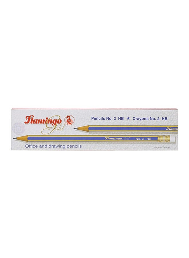 Flamingo 12-Piece No.2 HB Pencil Blue/Black - Image 1