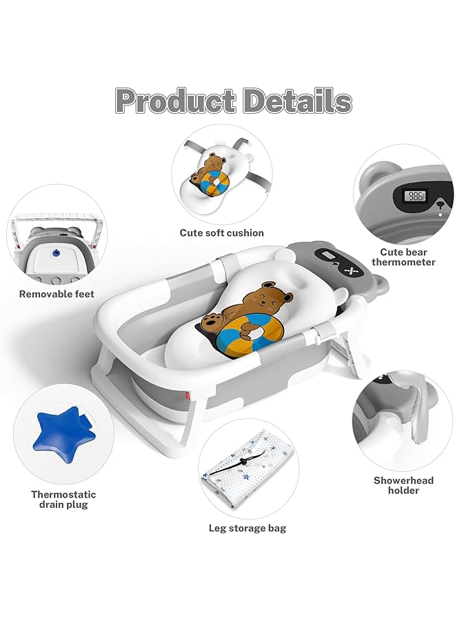 إيروريكس حوض استحمام للأطفال قابل للطي، مناسب للأطفال حديثي الولادة وحتى الأطفال الصغار، حوض استحمام أساسي متين، محمول للأطفال الرضع - Image 2