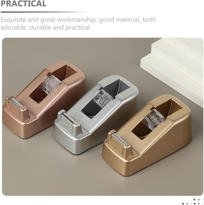 Rose Gold Office Tape Dispenser Heavy Duty Tape Cutter Reusable Plastic Sticker Dispenser for Daily Packaging and Mailing Use - Image 5