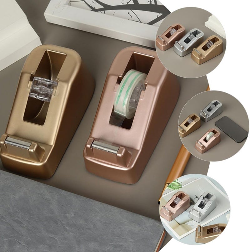 Rose Gold Office Tape Dispenser Heavy Duty Tape Cutter Reusable Plastic Sticker Dispenser for Daily Packaging and Mailing Use - Image 4