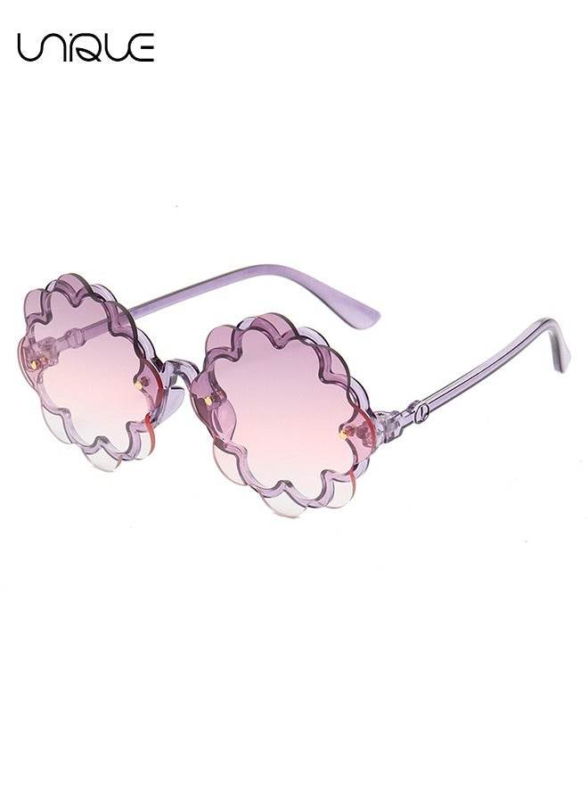 Unique Kids Flower Sun Glasses, Toddler Girls Round Flower Glasses Baby Cute Sunglasses Outdoor Beach Colorful Eyewear, Cute Lace Baby Sunglasses UV Protection Party Sunglasses (Age 1-8)  - Image 1