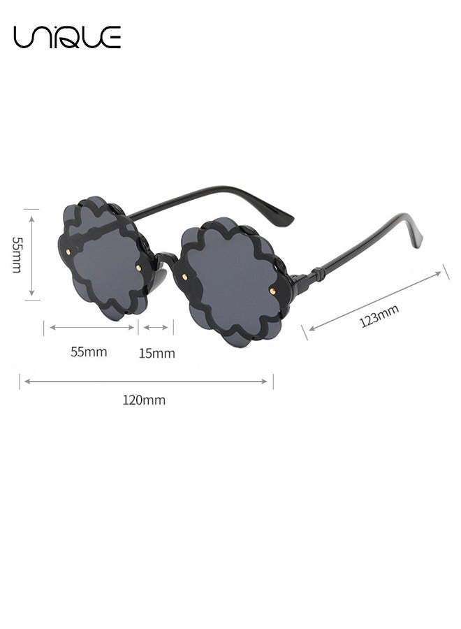 Unique Kids Flower Sun Glasses, Toddler Girls Round Flower Glasses Baby Cute Sunglasses Outdoor Beach Colorful Eyewear, Cute Lace Baby Sunglasses UV Protection Party Sunglasses (Age 1-8)  - Image 2