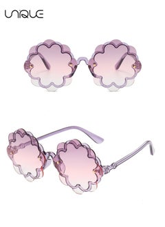Unique Kids Flower Sun Glasses, Toddler Girls Round Flower Glasses Baby Cute Sunglasses Outdoor Beach Colorful Eyewear, Cute Lace Baby Sunglasses UV Protection Party Sunglasses (Age 1-8)  - Image 3