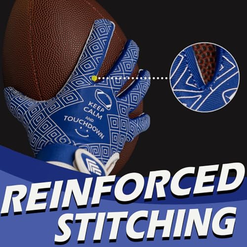 GLOSAV Youth Football Gloves, Super Sticky Receiver Gloves for Kids, Sporty Gifts for Boys & Girls Flagfootball Play (Blue, Small- Youth) - Image 4