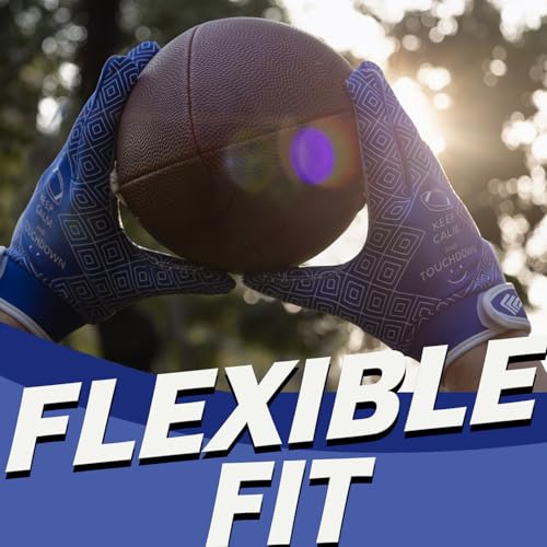 GLOSAV Youth Football Gloves, Super Sticky Receiver Gloves for Kids, Sporty Gifts for Boys & Girls Flagfootball Play (Blue, Small- Youth) - Image 3