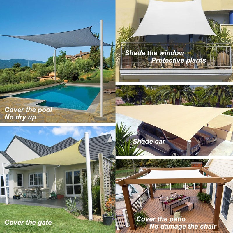 DIIG Patio Sun Shade Sail Canopy, 12' x 16' Rectangle Shade Cloth Block Sunshade Fabric - Outdoor Cover Awning Shelter for Pergola Backyard Garden Yard (Grey Color) - Image 4
