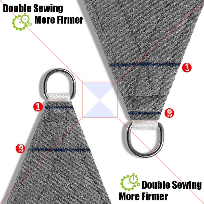 DIIG Patio Sun Shade Sail Canopy, 12' x 16' Rectangle Shade Cloth Block Sunshade Fabric - Outdoor Cover Awning Shelter for Pergola Backyard Garden Yard (Grey Color) - Image 3