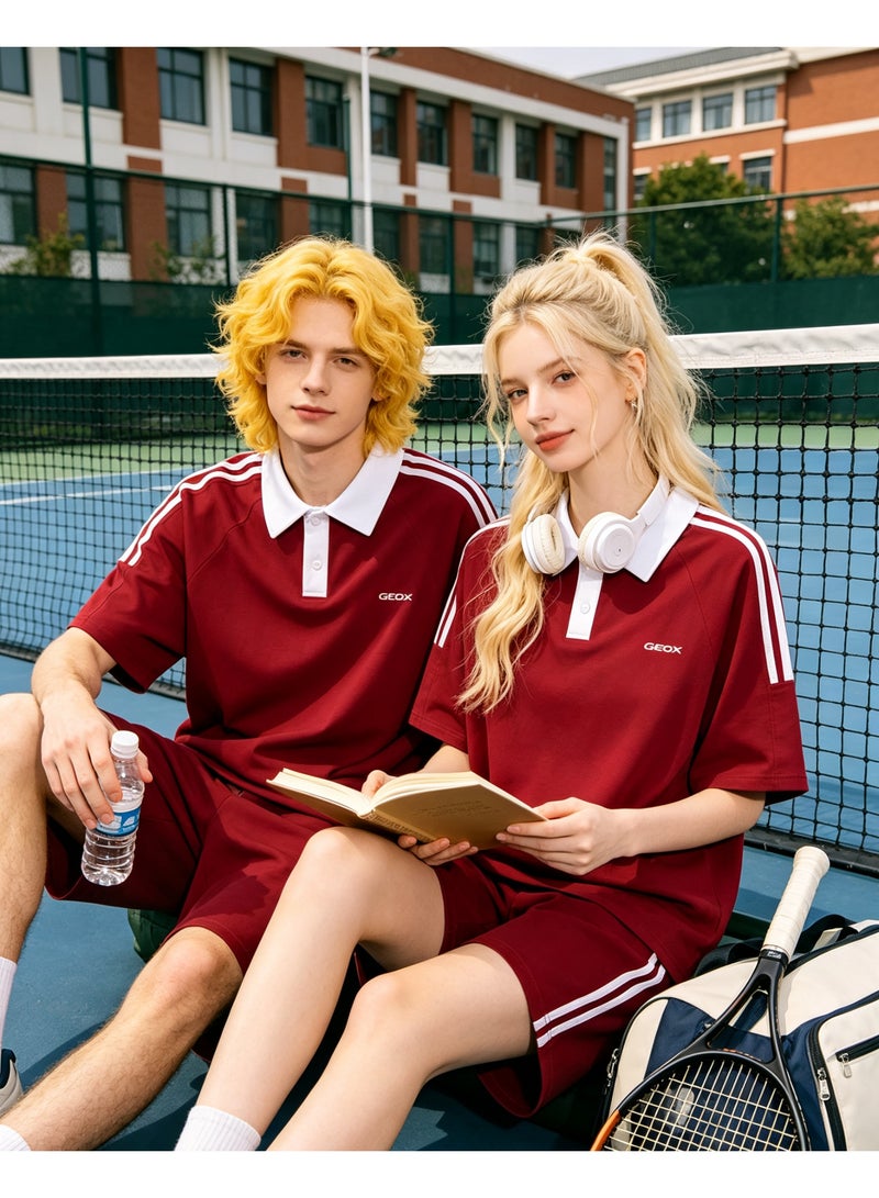 GEOX Unisex Short Sleeve Polo Shirt Casual Sports Daily Wear Top, Burgundy - Image 2
