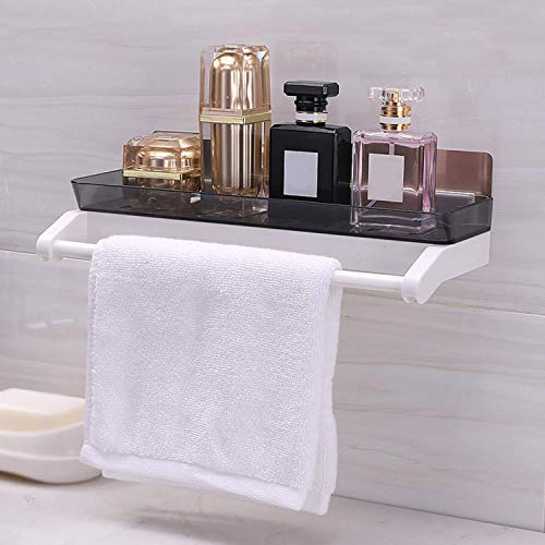 ZURATO Self Adhesive Kitchen and Bathroom Shelves Wall Organizer Bathroom Multi Functional Shampoo Cosmetic Plastic Storage Rack with Plastic Napkin Towel Rack Holder(Size No-195) - Image 1