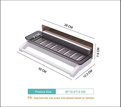 ZURATO Self Adhesive Kitchen and Bathroom Shelves Wall Organizer Bathroom Multi Functional Shampoo Cosmetic Plastic Storage Rack with Plastic Napkin Towel Rack Holder(Size No-195) - Image 3
