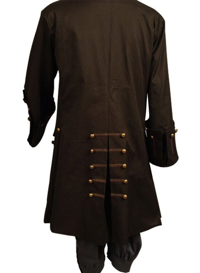 Cosplaysky Mens Pirates Cosplay Costume Pirate Jack Outfit Coat Belt Cosplay Props Halloween, Full Set, L - Image 3