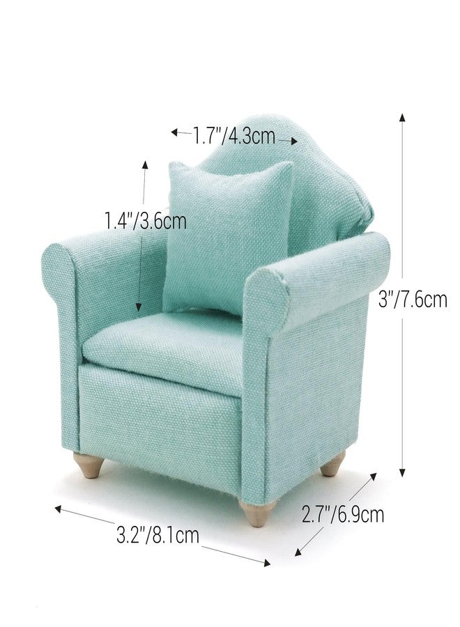 CHAMBERY 1:12 Scale Miniature Chair with Pillow Dollhouse Living Room Furniture, Green - Image 2