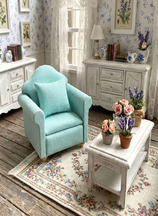 CHAMBERY 1:12 Scale Miniature Chair with Pillow Dollhouse Living Room Furniture, Green - Image 5