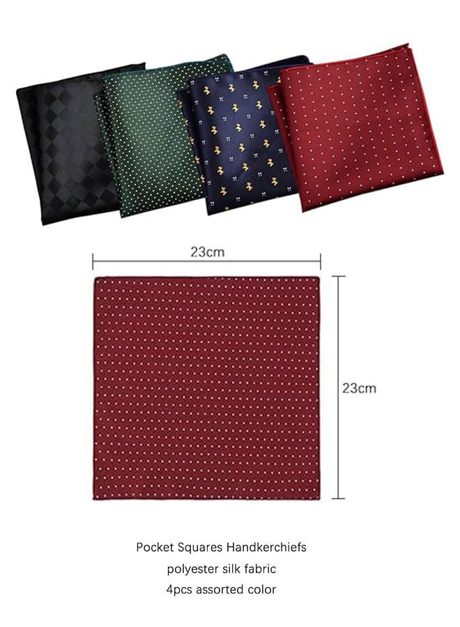 HAWAWA 4 Pack Pocket Squares for Men Men's Handkerchief Mens Pocket Squares Set Hankies for Wedding Party Assorted Colors 23 x 23 cm - Image 2