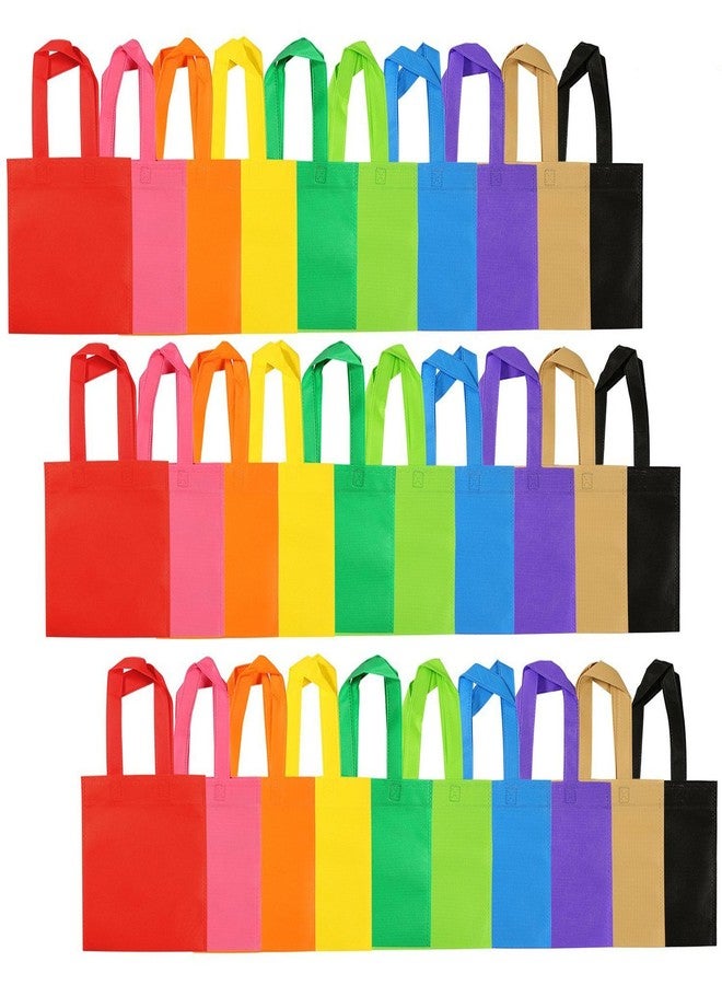 Aneco 30 Pack Reusable Non-woven Party Favor Bag 8×8 Inch Tote Bags Bulk with Handles Rainbow Goodies Gift Bags for Birthday Wedding Party (10 Colors) - Image 1