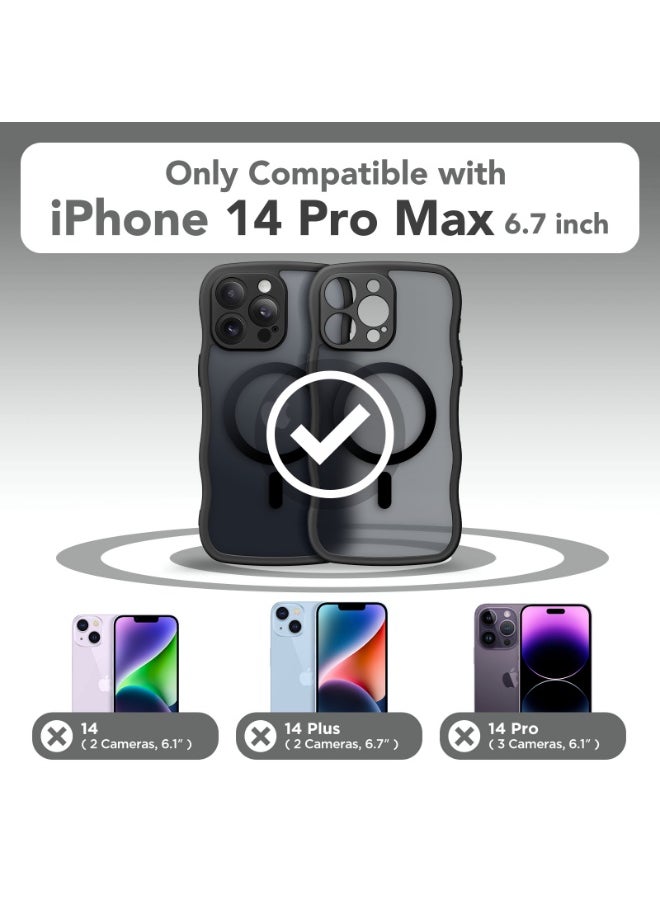 CAPRARO Cute for iPhone 14 Pro Max Case, Compatible with MagSafe, [Curly Wave Edge] [Full Camera Protection] [14 FT Drop Shockproof Protection] Magnetic Phone Case for 14 Pro Max 6.7 Inch, Black  - Image 2