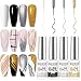 MIZHSE Gel Liner Nail Art Gel Paint Spider Line 4 Pcs Glitter Silver Gold Painting Swirl French Nail Design Soak off Manicure Set for Nail Art - Image 2