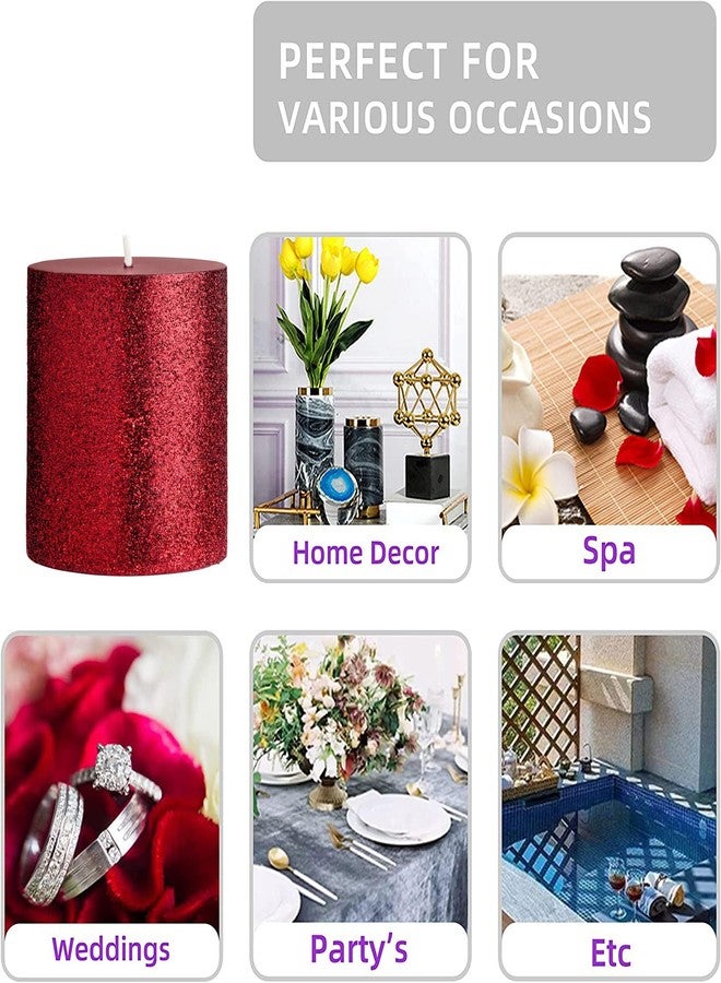 Luces Red Pillar Candle 3''Inches Glitter Candle for Diwali X-mas Home Decoration Birthday Valentine Gifts Party Dinner Table Spa - Image 4
