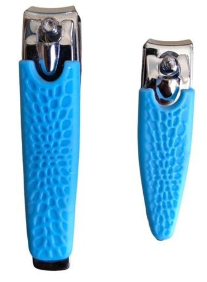 قصّافة أظافر ستانلس ستيل مع مقبض سيليكون مانع للانزلاق – طقم 2 قطعة قصّافة أظافر حادة وقوية لليد والقدم – Nail Clippers احترافية من الاستانلس ستيل مقاومة للصدأ وسهلة الاستخدام للكبار والأطفال – قصّافة أظافر منزلية آمنة للاستخدام اليومي والعناية الشخصية (لون أزرق) - Image 4