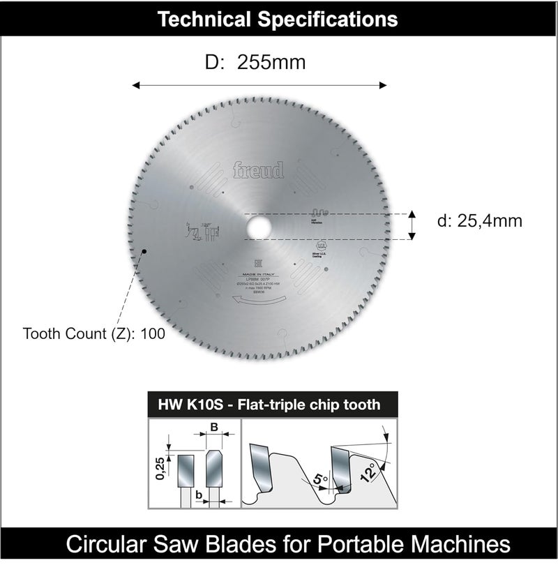 freud (مجموعة بوش) F03FS09590 شفرة منشار دائري - المعادن غير الحديدية، الألمنيوم - 10" / 255 مم، عدد الأسنان 100 - Image 3