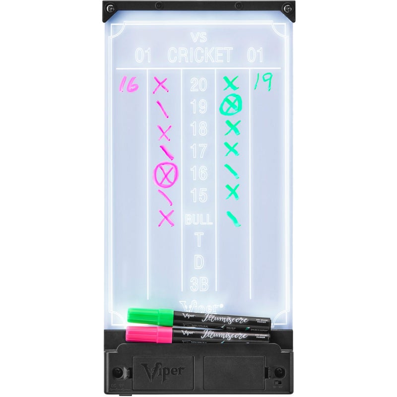 Viper Illumiscore See-Through Illuminated Back-Lit Dry Erase Dart Scoreboard, Standard (15.50" L x 7.50" W), Black/Clear - Image 1
