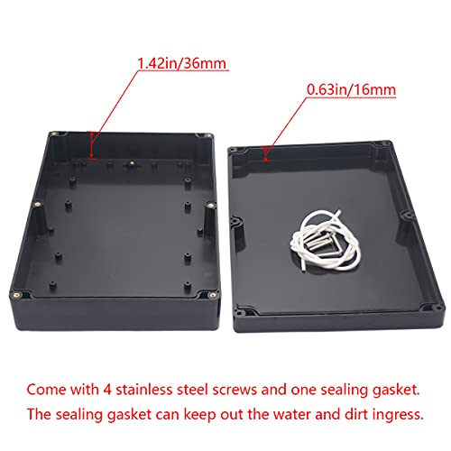 Otdorpatio Project Box IP65 Waterproof Junction Box ABS Plastic Black Electrical Boxes DIY Electronic Project Case Power Enclosure 10.35x7.17x2.36 inch (263x182x60 mm) - Image 4