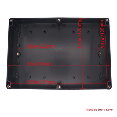 Otdorpatio Project Box IP65 Waterproof Junction Box ABS Plastic Black Electrical Boxes DIY Electronic Project Case Power Enclosure 10.35x7.17x2.36 inch (263x182x60 mm) - Image 3