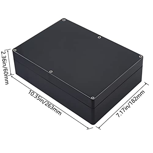 Otdorpatio Project Box IP65 Waterproof Junction Box ABS Plastic Black Electrical Boxes DIY Electronic Project Case Power Enclosure 10.35x7.17x2.36 inch (263x182x60 mm) - Image 2