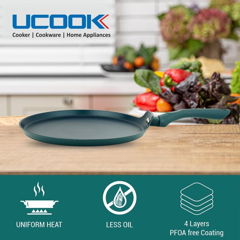 UCOOK by United Ekta Engg. Non-Stick Forged Aluminium Induction Dosa Tawa 260 mm, Green Finish. - Image 4