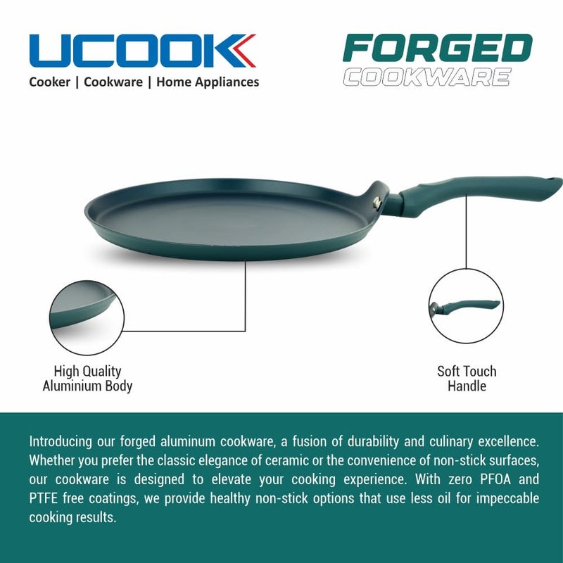UCOOK by United Ekta Engg. Non-Stick Forged Aluminium Induction Dosa Tawa 260 mm, Green Finish. - Image 5