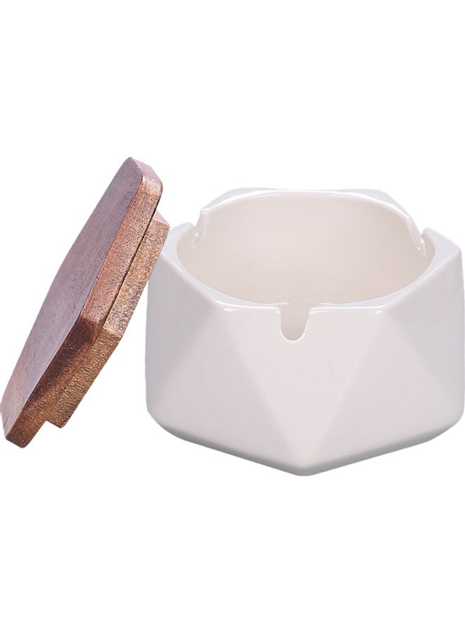 NIBEMINENT Geometric Ashtray With Lid White