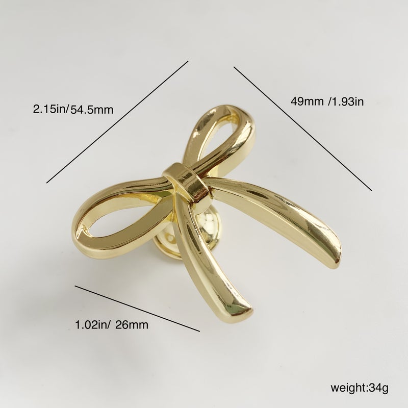 Rose Golden Zinc Alloy Bow Drawer Cabinet Door Handles Set Of 4 - Image 3