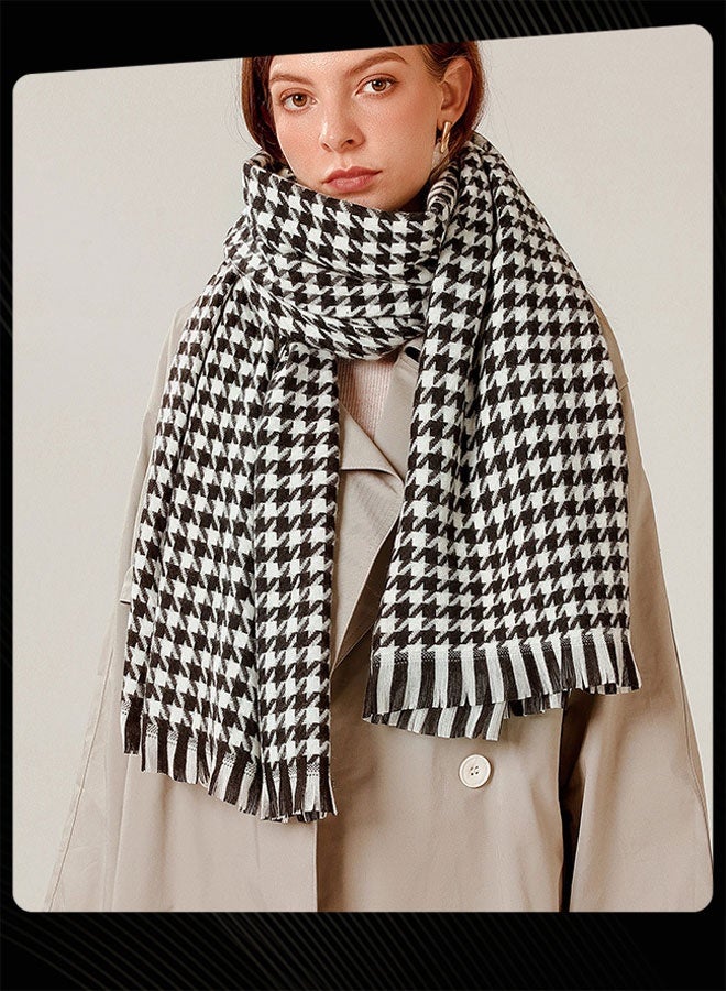 Women Autumn and Winter Checkered Details Outdoor Windproof Warm Scarf - Image 1