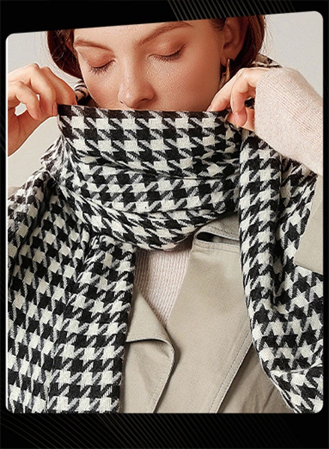 Women Autumn and Winter Checkered Details Outdoor Windproof Warm Scarf - Image 3