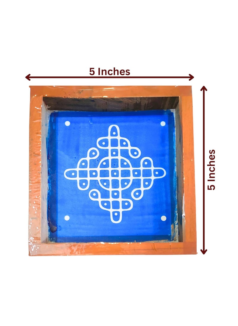 anciently Anciently Kambi Kolam Rangoli Stencil Wooden Rangoli Sacha Wooden 1 Piece 5x5 Inches  - Image 3