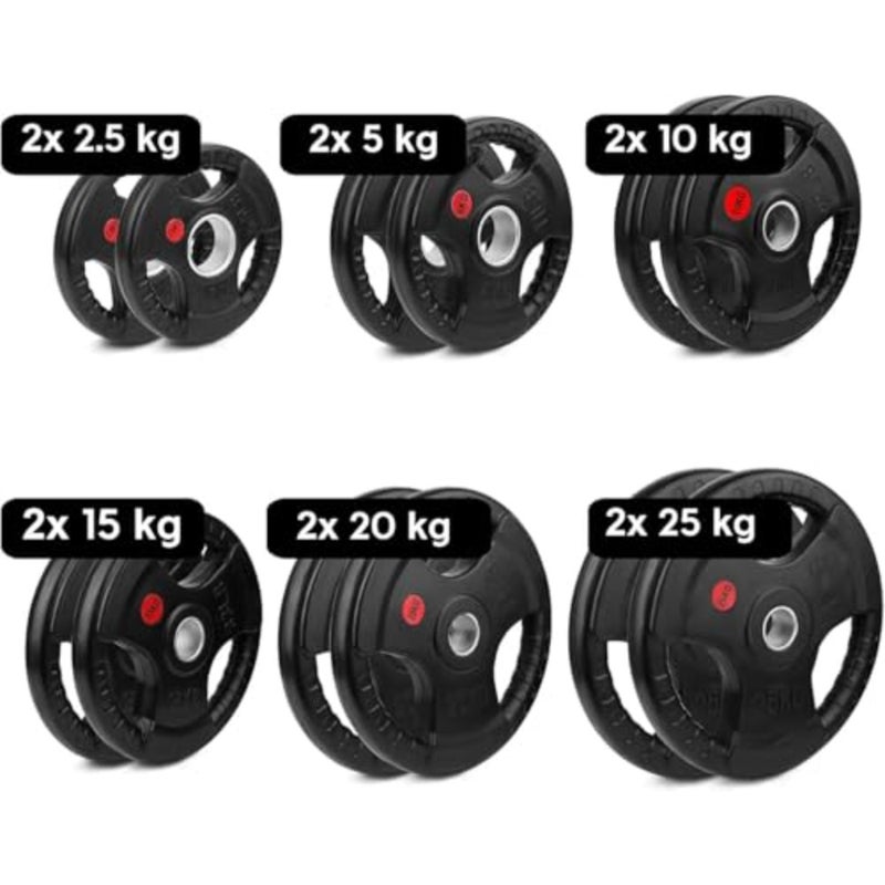 Gym and home workout Olympic barbell pair 2 discs,steel, black, 2.520 kg weight plates with precision fit and durable knurling - Image 4