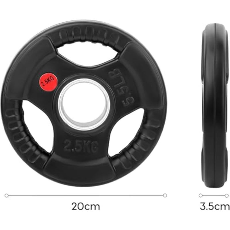 Gym and home workout Olympic barbell pair 2 discs,steel, black, 2.520 kg weight plates with precision fit and durable knurling - Image 2