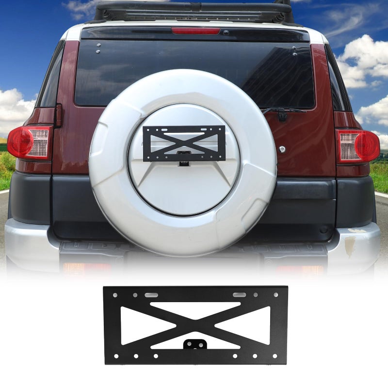 Spare Tire License Plate Frame Compatible with Toyota FJ Cruiser 20072021 Rear Spare Tire License Plate Bracket Holder Mount Rear License Plate Trim Base Accessories
