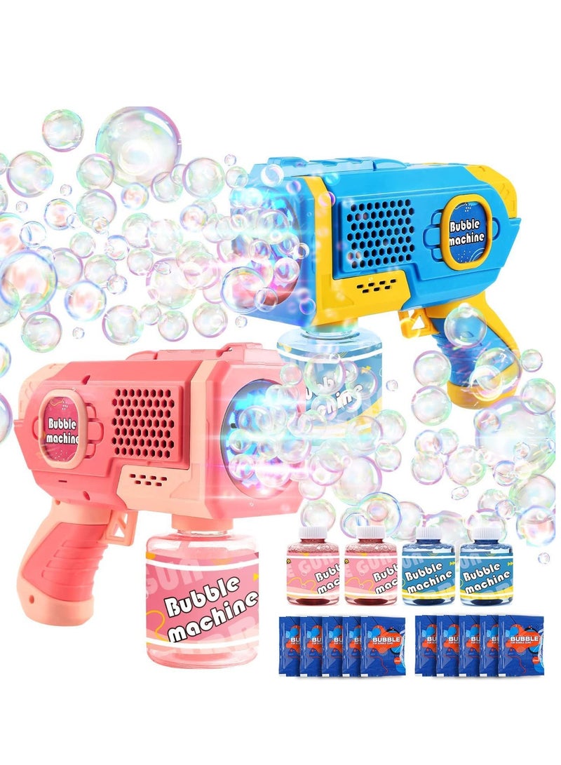 EagleStone EagleStone 2 Pack Bubble Gun Machine for Kids, Automatic Light Up Bubble Blower with 4 Bottles 10 Bags Refill Solution, Bubble Guns Blaster for Toddlers, Outdoor Toys Gifts, Wedding Easter Party Favor - Image 1
