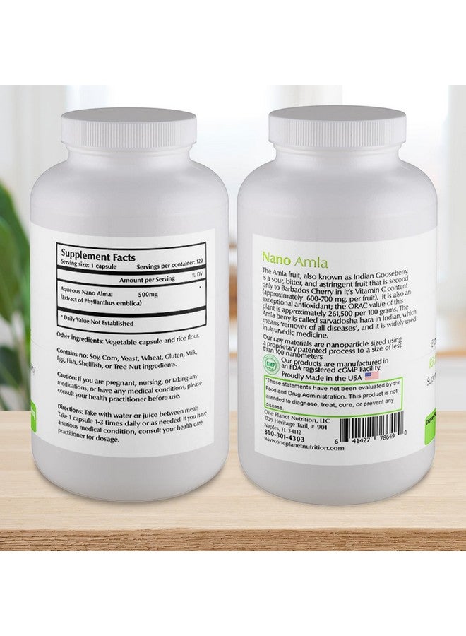 One Planet Nutrition Nano Amla 500 mg Veggie Capsules (120 Servings), Amla Fruit Extract, High in Vitamin C for Collagen Production & Immune Support, Non-GMO, Vegan, Gluten-Free - Image 2