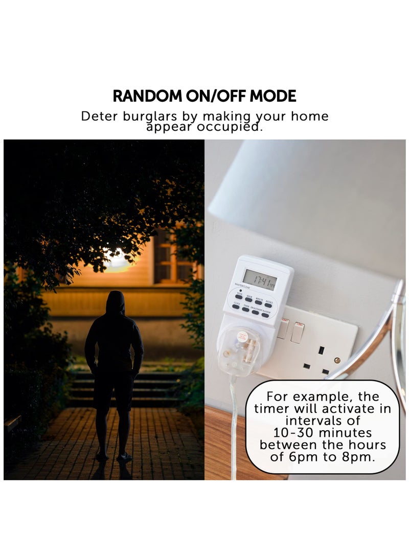 Generic - 24-Hour Programmable Digital Timer Plug - Energy-Saving Electric Switch with Random Mode - 240V 3-Pin Plug-In Timer Socket for Convenient Time Control - Image 1