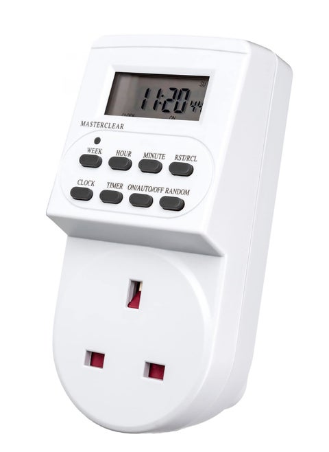 24-Hour Programmable Digital Timer Plug - Energy-Saving Electric Switch with Random Mode - 240V 3-Pin Plug-In Timer Socket for Convenient Time Control