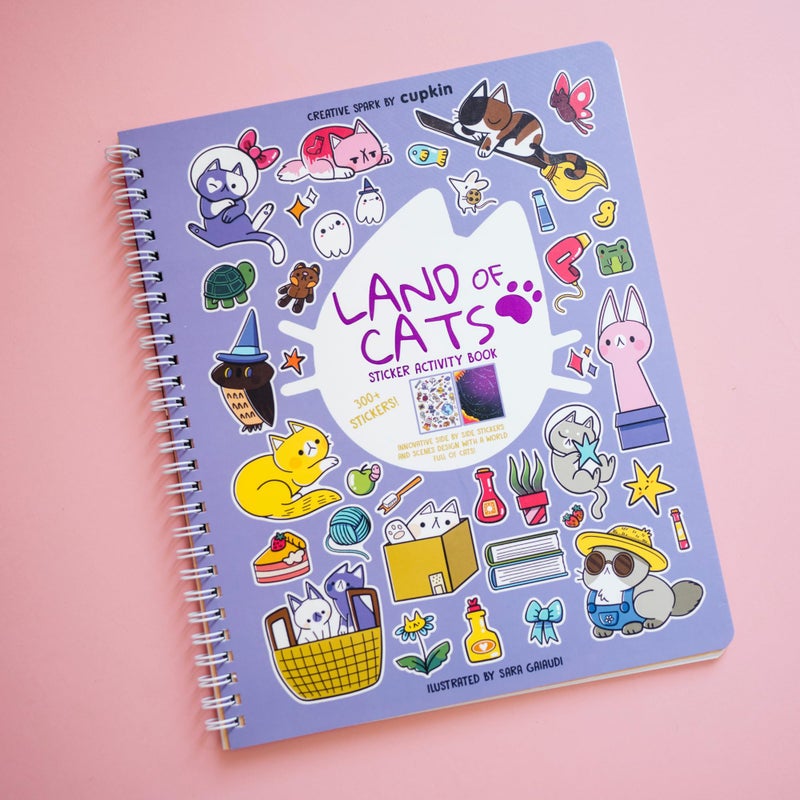 CUPKIN Land of Cats Sticker + Coloring Book (300+ Cat Stickers for Kids & 8 Scenes) by Cupkin, Side by Side Activity Book Design, Cat Sticker Books Kids Ages 4-8, Also Great for Older Boys & Girls - Image 2