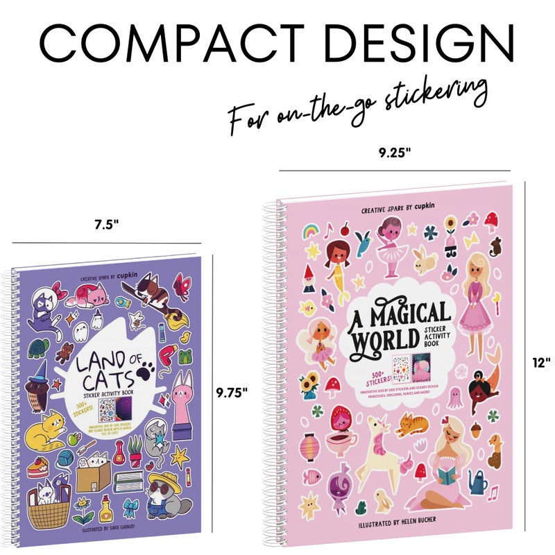 CUPKIN Land of Cats Sticker + Coloring Book (300+ Cat Stickers for Kids & 8 Scenes) by Cupkin, Side by Side Activity Book Design, Cat Sticker Books Kids Ages 4-8, Also Great for Older Boys & Girls - Image 3