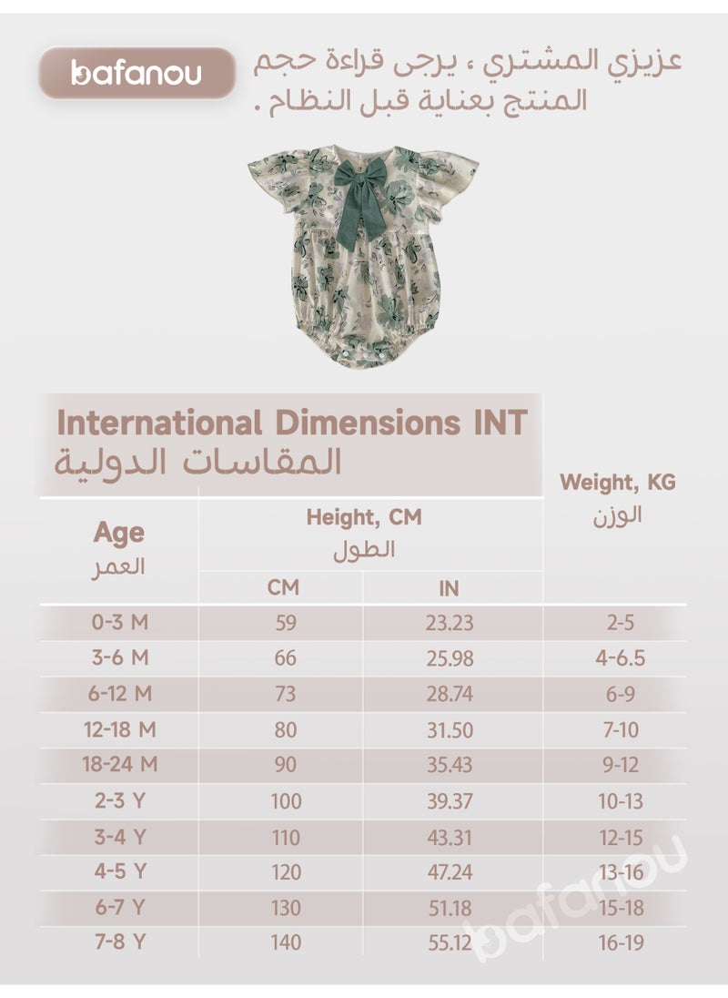 بافانو بافانو بافانو بافانو رومبير صيفي للأطفال حديثي الولادة مطبوع عليه زهور رضيع ملابس قطنية كاجوال كاجوال بعقدة  - Image 3