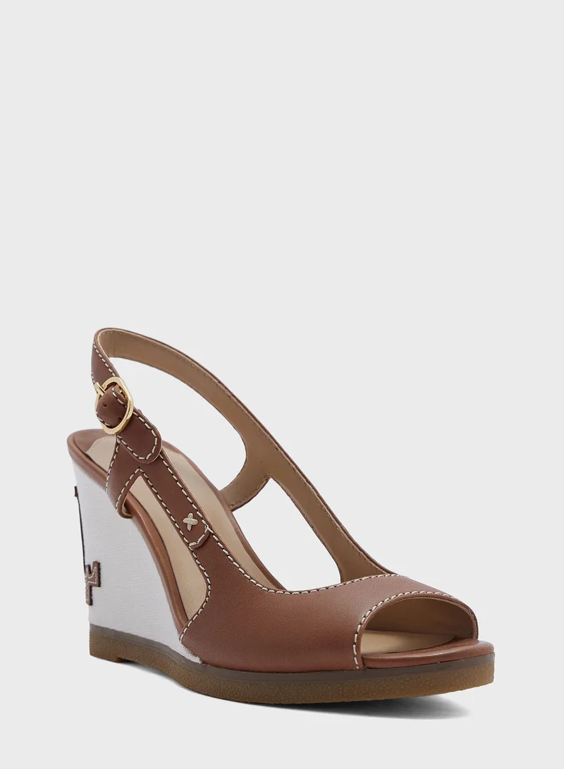 POLO RALPH LAUREN Ankle Strap High Heel Wedge Sandals