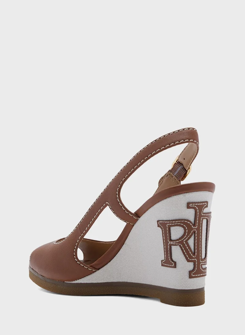 POLO RALPH LAUREN Ankle Strap High Heel Wedge Sandals