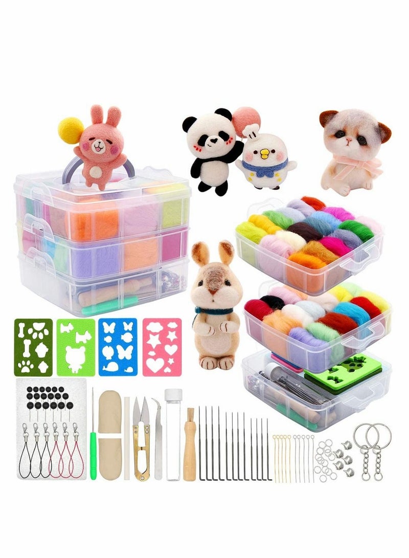 Excefore Needle Felting Kit 109 Pieces Set with Felt Wool 36 Colors for DIY Craft Animal Home Decoration Birthday Gift - Image 1